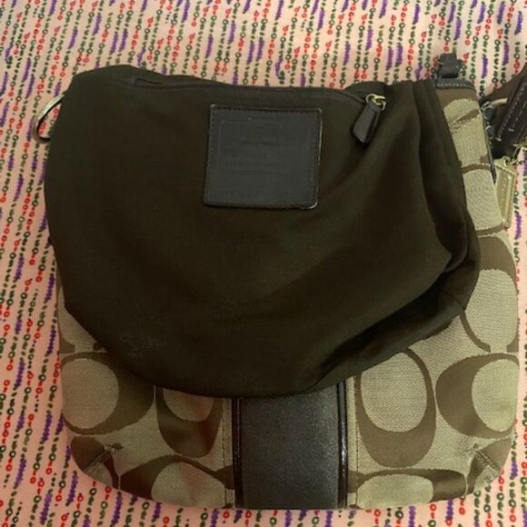 Coach 21905 Signature Stripe Duffle Crossbody Khaki/Brown - Picture 6 of 7